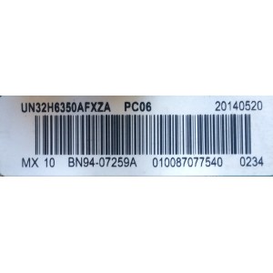 MAIN / SAMSUNG BN94-07259A / BN41-02157B / BN97-08043A / PANEL CY-GH032CSLV1H / MODELOS UN32H6350AFXZA TS01 / UN32H6350AF